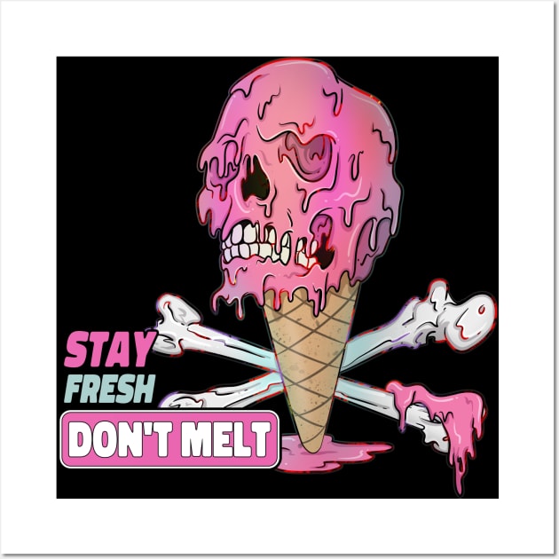 Don't Melt Dripping Ice Cream Skull Wall Art by Trendy Black Sheep